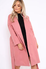 Pink Long Duster Coat - Nina-Coats