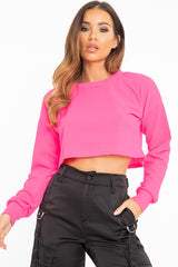 Pink Long Sleeve Crop Top - Nolan-Crop Tops