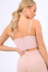 Pink Mesh Embroidered Cami Crop Top - Thalia-Crop Tops