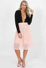 Pink Mesh Midi Skirt - Paloma-Skirts
