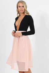 Pink Mesh Midi Skirt - Paloma-Skirts