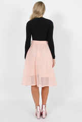 Pink Mesh Midi Skirt - Paloma-Skirts