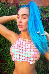 Pink Metal Plastic Disco Top - Deijah-Jewellery