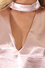 Pink Metallic High Neck Cut Out Dress - Letty-Dresses