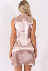Pink Metallic High Neck Cut Out Dress - Letty-Dresses