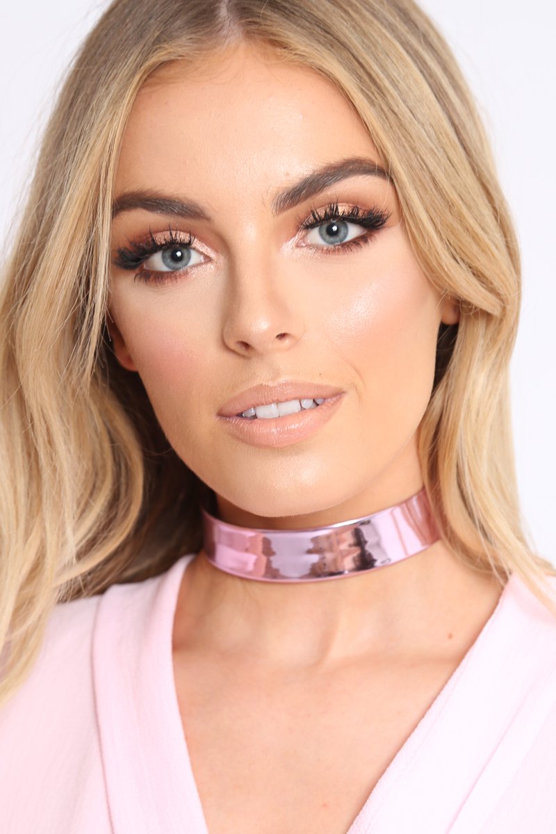 Pink Metallic Thin Choker - Calei-Chokers