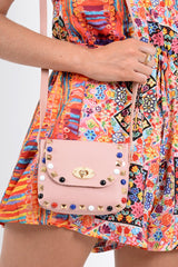 Pink Multi Embellished Cross Body Bag - Eeva-Bags