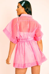 Pink Organza Shirt Slip Insert Dress - Nickie-Dresses
