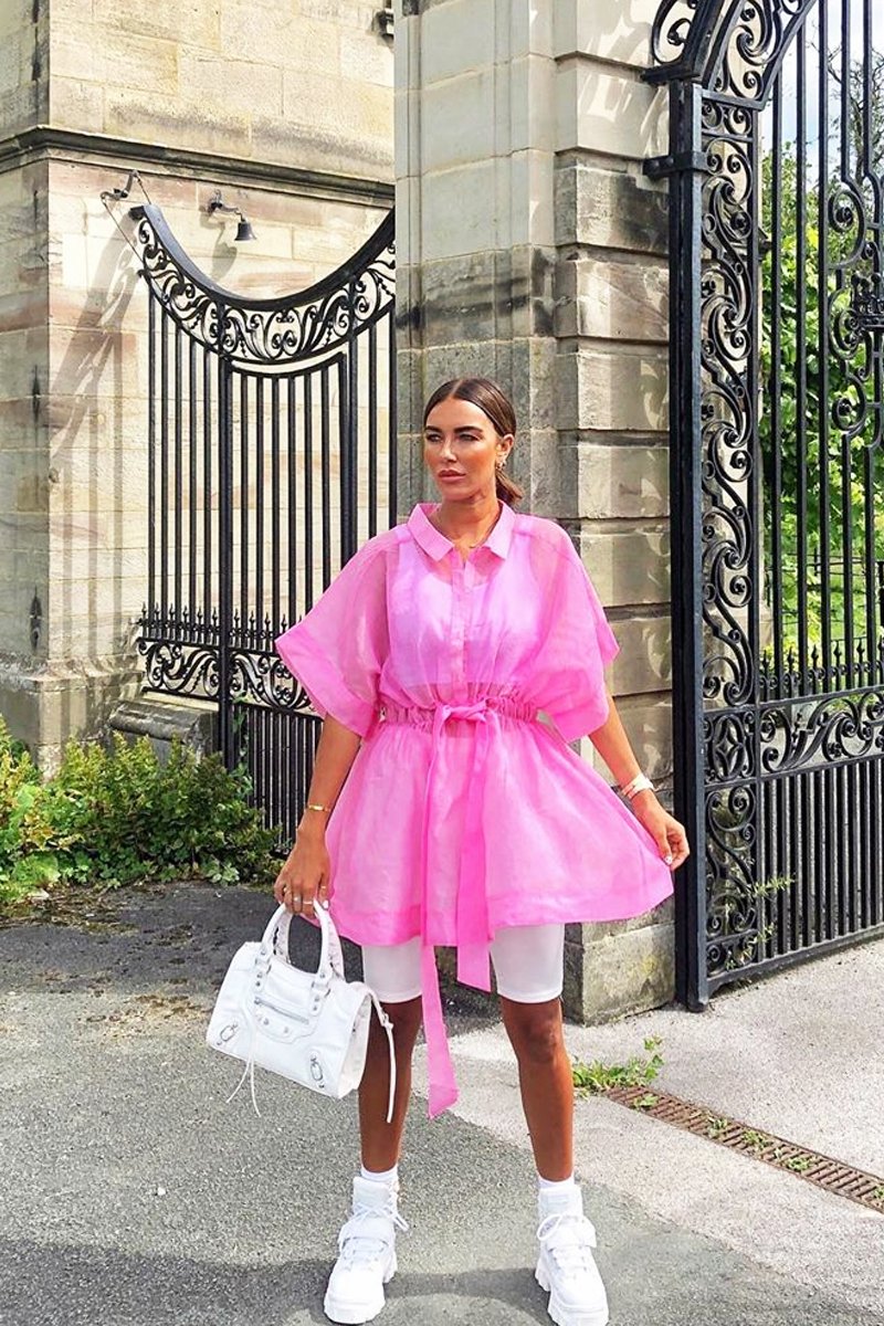 Pink Organza Shirt Slip Insert Dress - Nickie-Dresses