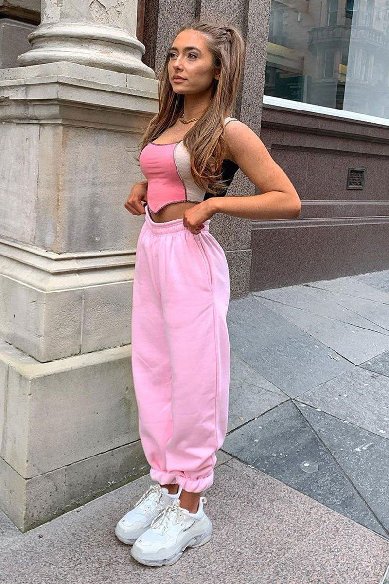 Pink Oversized Adjustable Tie Waist Joggers - Erica – Rebellious Fashion