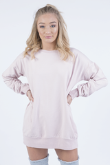 Pink Oversized Ruched Sleeve Jumper Dress - Hayley-Jumper