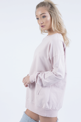 Pink Oversized Ruched Sleeve Jumper Dress - Hayley-Jumper