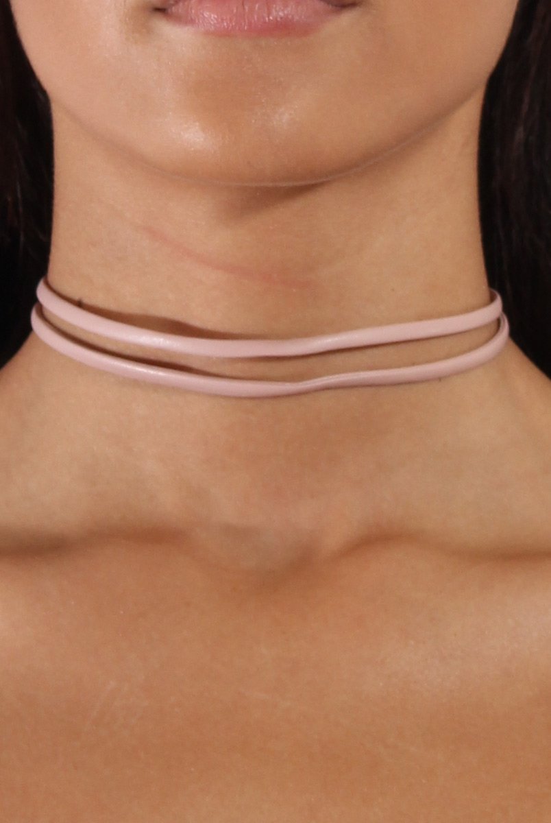 Pink PU Strappy Choker - Amira-Accessories