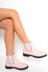 Pink PU Stud Detail Ankle Boots - Andie-Boots