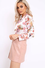 Pink PU Zip Skirt - Ingrid-Skirts