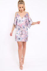 Pink Paisley Print Split Sleeve Dress - Giani-Dresses