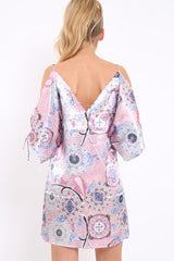 Pink Paisley Print Split Sleeve Dress - Giani-Dresses