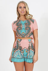 Pink Paisley Print Two Piece set - Hali-Co-ords