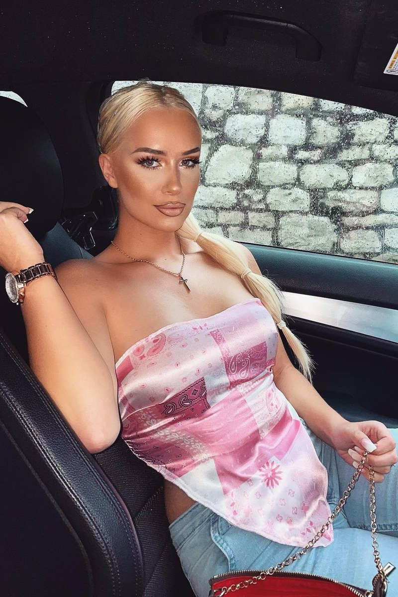 Pink Paisley Printed Bandana Scarf Top - Maesie-Crop Tops