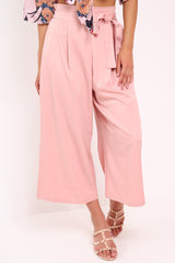 Pink Paper Bag Waist Culottes - Eris-Trousers