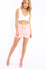 Pink Paperbag Tie Waist Shorts - Billie-Shorts