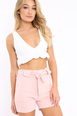 Pink Paperbag Tie Waist Shorts - Billie-Shorts