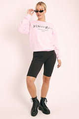 Pink Parisian Slogan Front Oversized Sweatshirt - Tamy-Loungewear