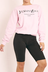Pink Parisian Slogan Front Oversized Sweatshirt - Tamy-Loungewear