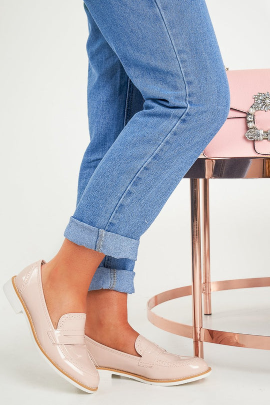 Pink Patent Brogue Style Shoe - Kytzia