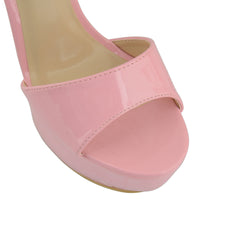 Pink Patent Cross Over Strap Platform Heels - Martha-Heels
