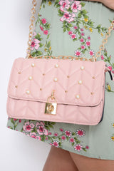 Pink Pearl Quilted Cross Body Bag - Jemia-Bags