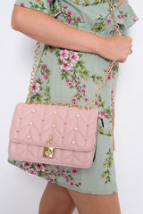 Pink Pearl Quilted Cross Body Bag - Jemia-Bags