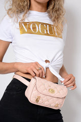 Pink Pearl Studded Insect Bumbag - Folly-Bags
