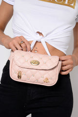 Pink Pearl Studded Insect Bumbag - Folly-Bags