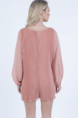 Pink Pleated Choker Playsuit - Mya-Playsuits