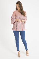 Pink Pleated Layered Frill Oversized Top - Matilda-Tops