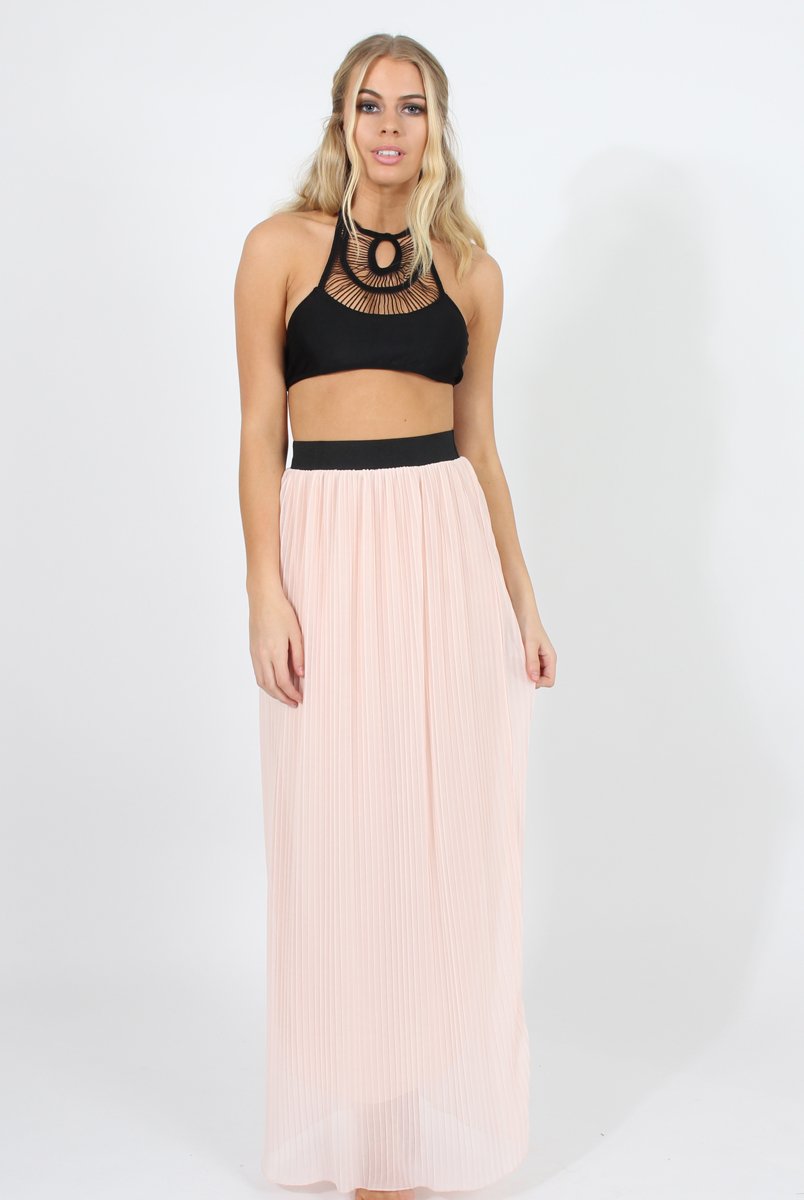 Pink Pleated Maxi Skirt - Shanice-Skirts