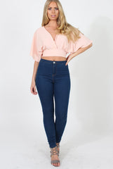 Pink Plunge Crop Top - Suzanne-Crop Tops
