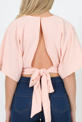 Pink Plunge Crop Top - Suzanne-Crop Tops