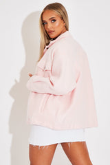 Pink Pocket Oversized Brushed Shacket - Caley-Shacket