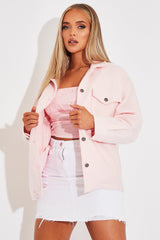 Pink Pocket Oversized Brushed Shacket - Caley-Shacket