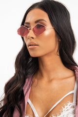 Pink Pointed Oval Tinted Lens Sunglasses - Amaira-Sunglasses