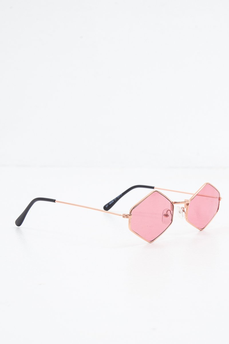 Pink Pointed Oval Tinted Lens Sunglasses - Amaira-Sunglasses