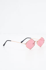 Pink Pointed Oval Tinted Lens Sunglasses - Amaira-Sunglasses