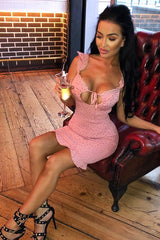 Pink Polka Dot Frill Detail Shirred Dress - Jamaria-Dresses