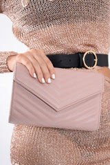 Pink Quilted Envelope Clutch Bag - Evelina-Bags