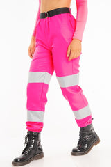 Pink Reflective Belted Trousers - Gennie-Trousers