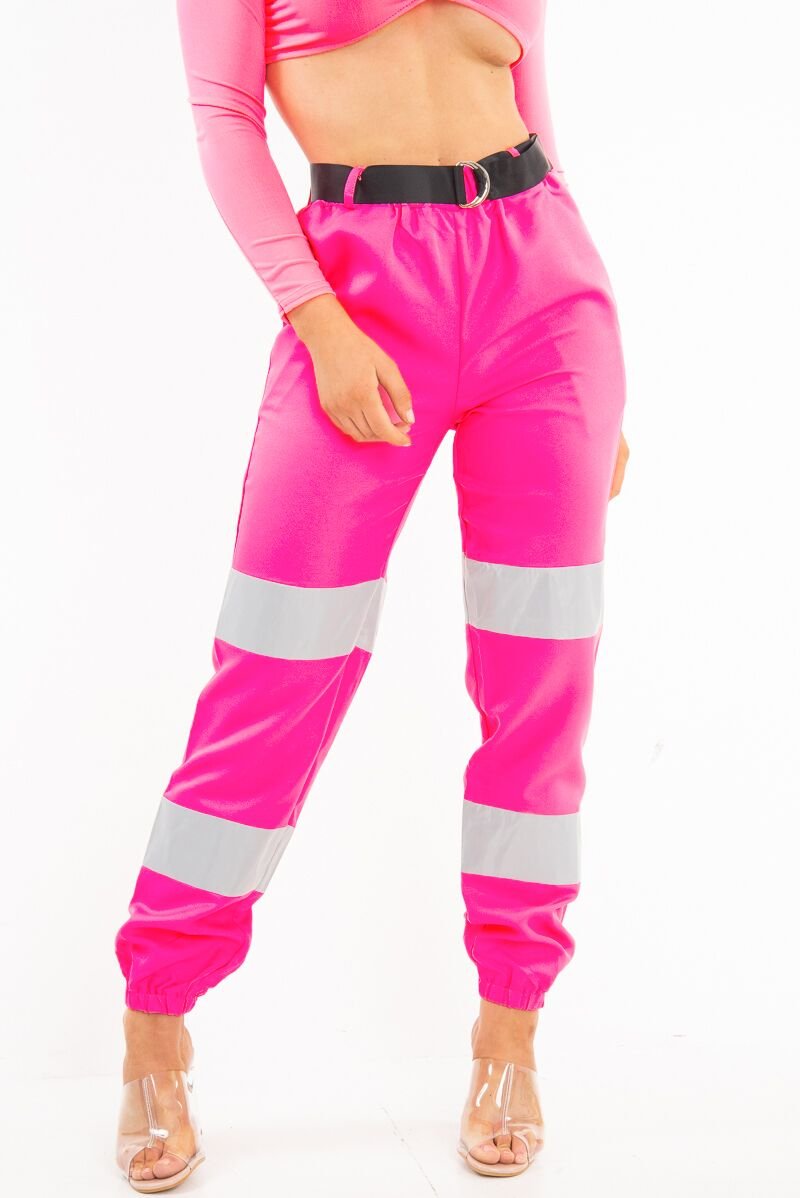 Pink Reflective Belted Trousers - Gennie-Trousers