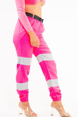 Pink Reflective Belted Trousers - Gennie-Trousers