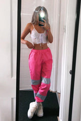Pink Reflective Belted Trousers - Gennie-Trousers